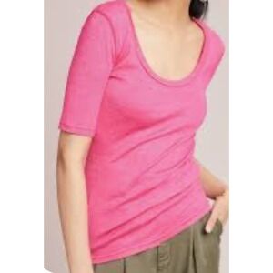 Michael Stars for Anthropologie - Bright pink Silver shine tee shirt XS/S